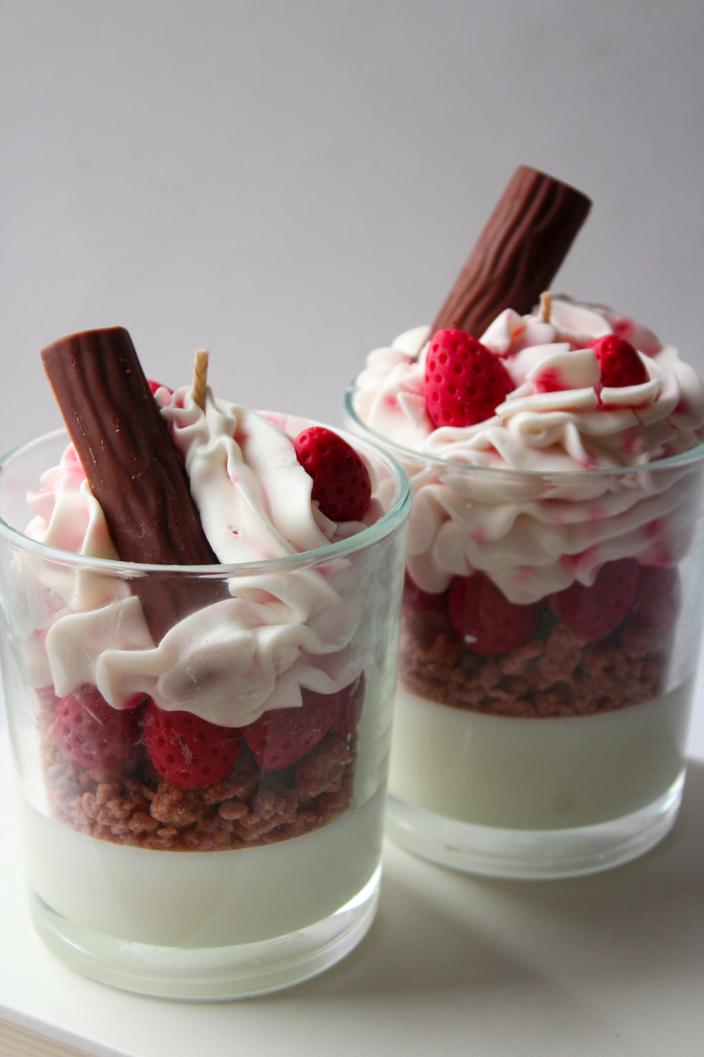 Erdbeere Schoko Dessert Kerze